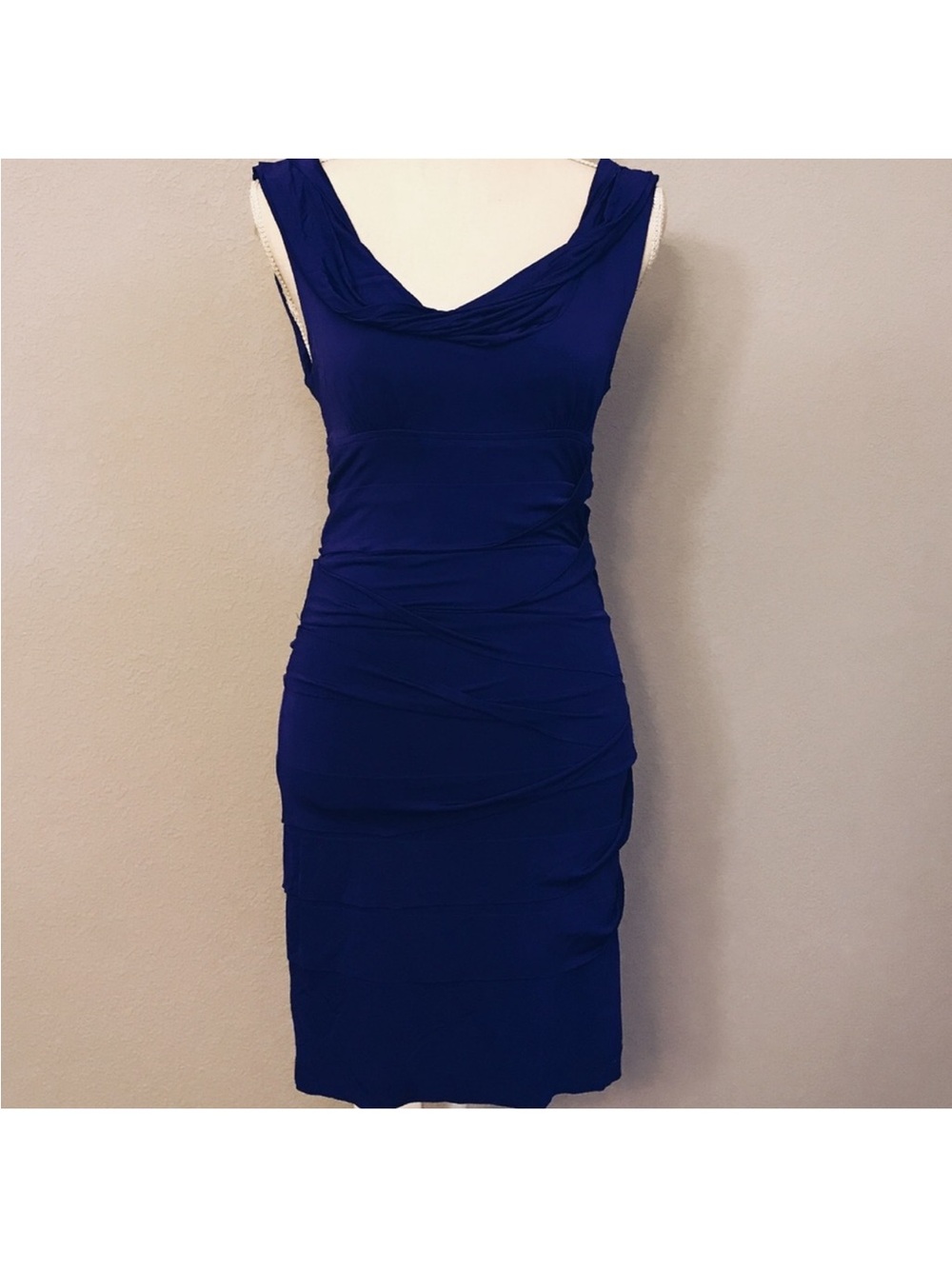 Plastic island purple bandage party dress mini